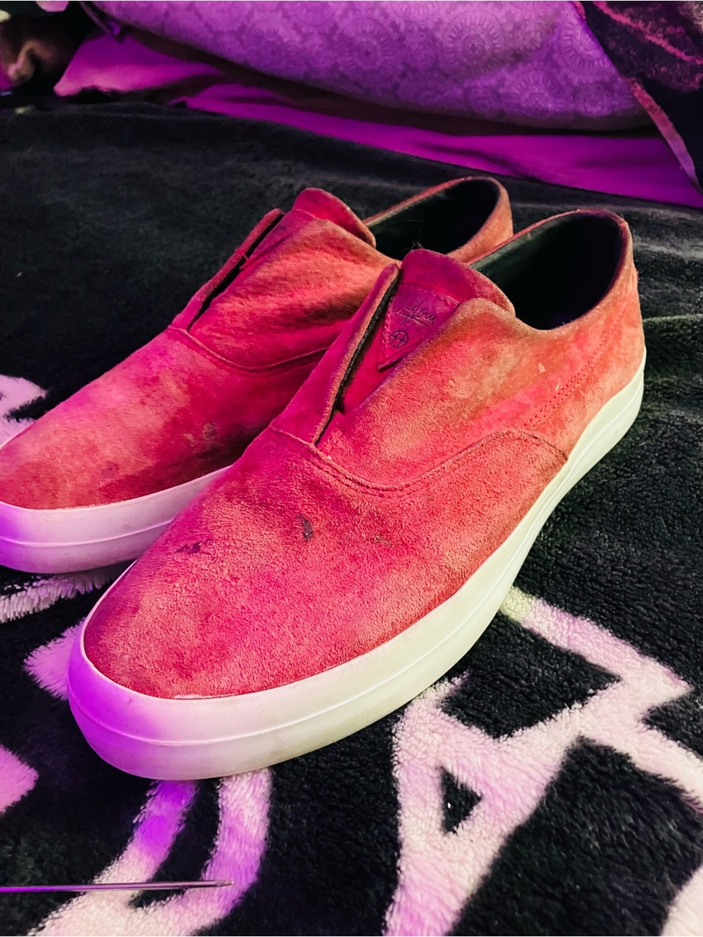HUF Men's Slip-On Suede Sneakers in Pink